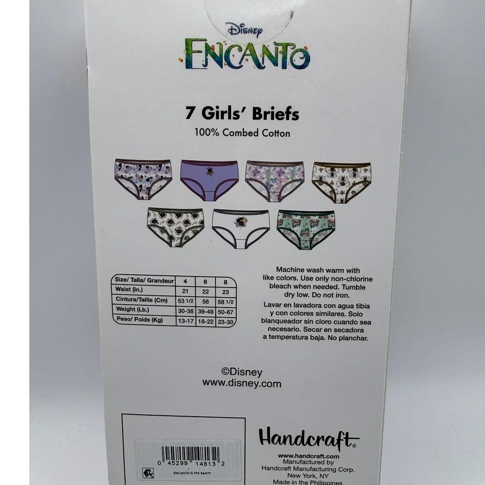 Disney Encanto Briefs‎ Girls Size 4 7-Pack 100% Cotton Mirabel Madrigal New